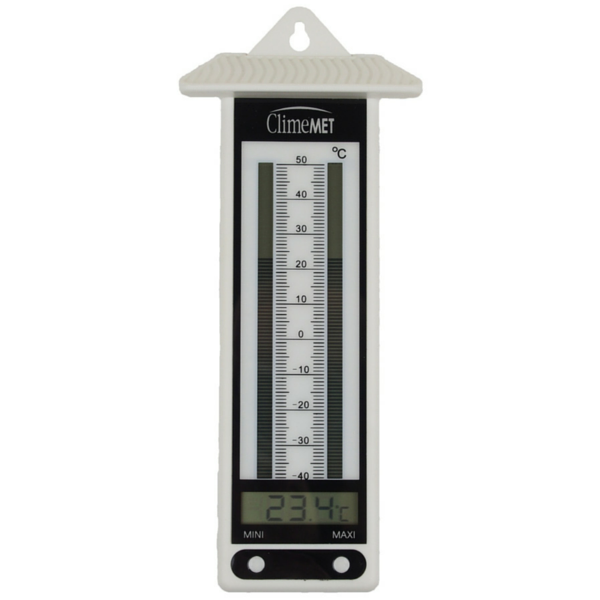 Bon Tool Small Plastic Min-Max Mercury Free Thermometer - Silver, Dual  Scale Celsius & Fahrenheit, High & Low Readings